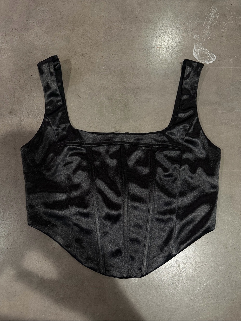 Black Satin Corset-Style Camisole Top - Women's Structured Bustier